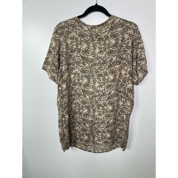 Vintage FLAX Joanne Engelhart Tunic Blouse Botanical Leaves Vtg Cream Brown‎ S - Picture 8 of 11